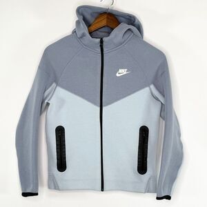 Nike Tech Baby Blue Slate Blue Full Zip Hoodie - US Boys L (10-12)